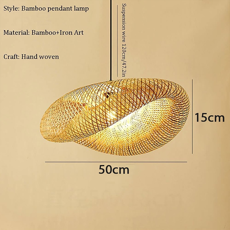 luz led pendnat lanterna de bambu design lustre retrô 40cm lustre iluminação de teto é aplicável à sala de estar quarto restaurante café bar restaurante clube de 2025 por $152.99 –P6