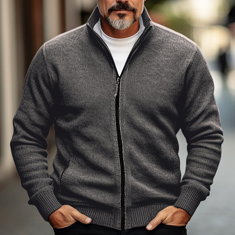 Per uomo Cardigan Maglione con Zip Cardigan Spesso A Coste Maglia Corto Tasca Lavorato a maglia Blocco di colori Collo alla coreana Riscaldamento Moderno Contemporaneo Casuale Abbigliamento quotidiano del 2026 a $33.99 –P10