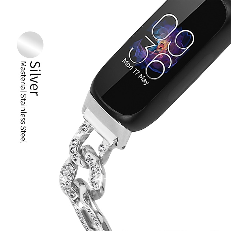 Smart Watch Band Compatible with Fitbit Inspire 3 Stainless Steel Smartwatch Strap Women Glitter Crystal Jewelry Bracelet Replacement  Wristband 2025 - JP ¥1937 –P1