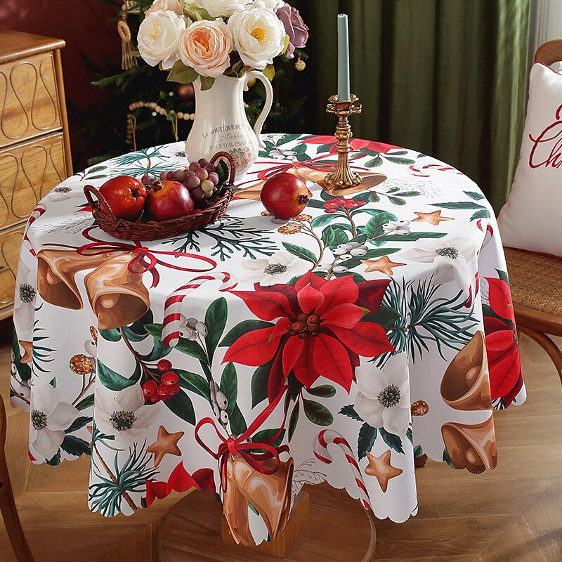 Toalha de mesa redonda à prova d'água e resistente a óleo, cobertura de mesa com decoração de inverno para jantar patry de 2025 por $19.99 –P14