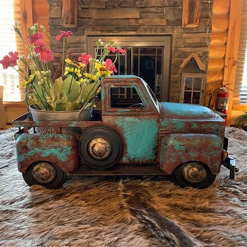 Pot de fleur de voiture rétro, jardinière succulente, ornement artisanal rétro en résine pour la maison, jardin, décoration de cour de 2025 ? $20.99 –P1