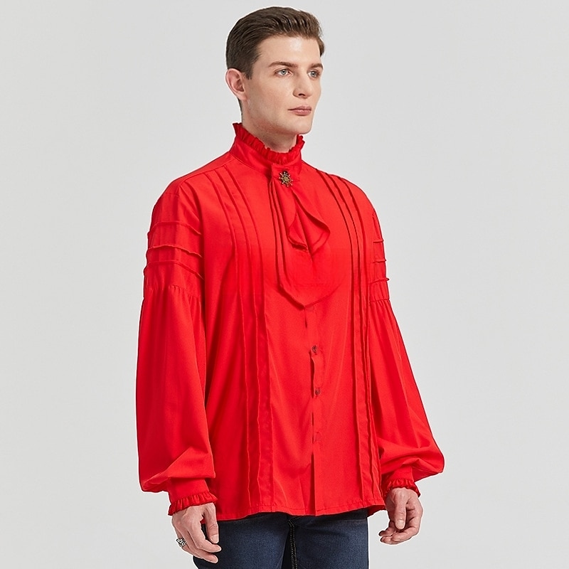 Retro Vintage Punk e gótico Medieval Blusa / Camisa Baile de Máscara Vampiros Cavalheiro Outlander Com Babados Cor Sólida Fantasia Homens Pirata Fantasia Real Carnaval Baile de Máscaras Espetáculo de 2026 por $35.99 –P1