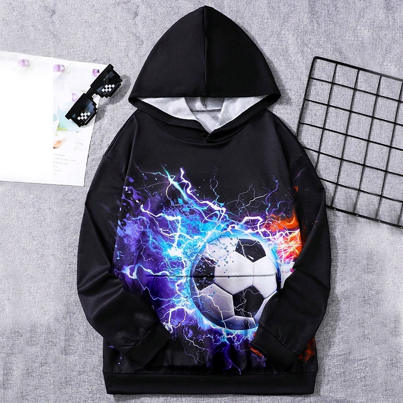 Pojkar 3D Fotboll Huvtröja Pullover Långärmad 3D-tryck Höst Vinter Mode Streetwear Häftig Barn 3-12 år Utomhus Ledigt Dagligen Normal 2025 - $18.99 –P1