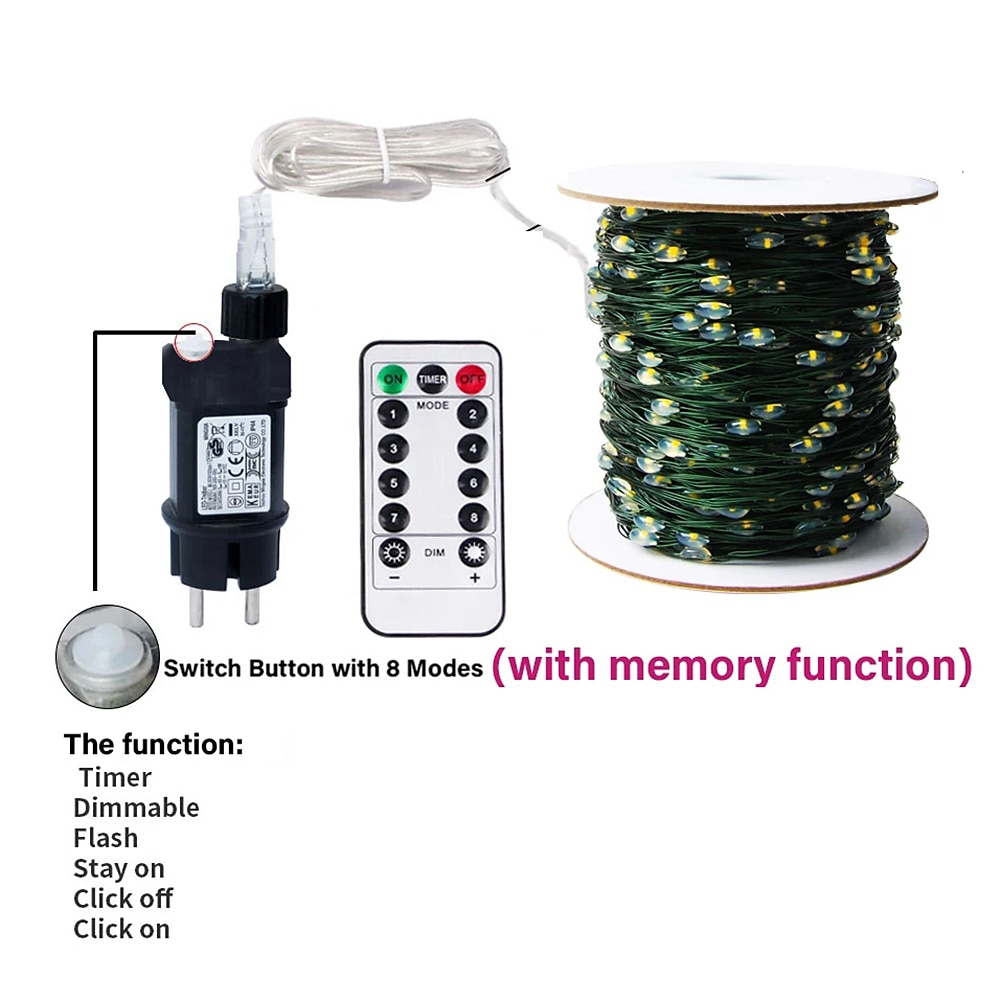 30M 50M 100M Remote Control Plug in Green Copper Wire Light Festival Party Decoration Light LED Light String Garden Courtyard Full of Stars  1 set 2025 - $25.99 –P1