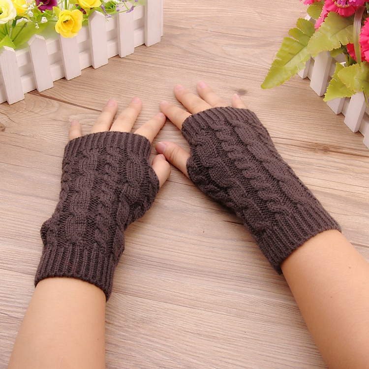 Monochrome Knitted Gloves Short Half Finger Warm Gloves Elastic Fingerless Touch Screen Fall Winter Gloves 2025 - $4.99 –P4