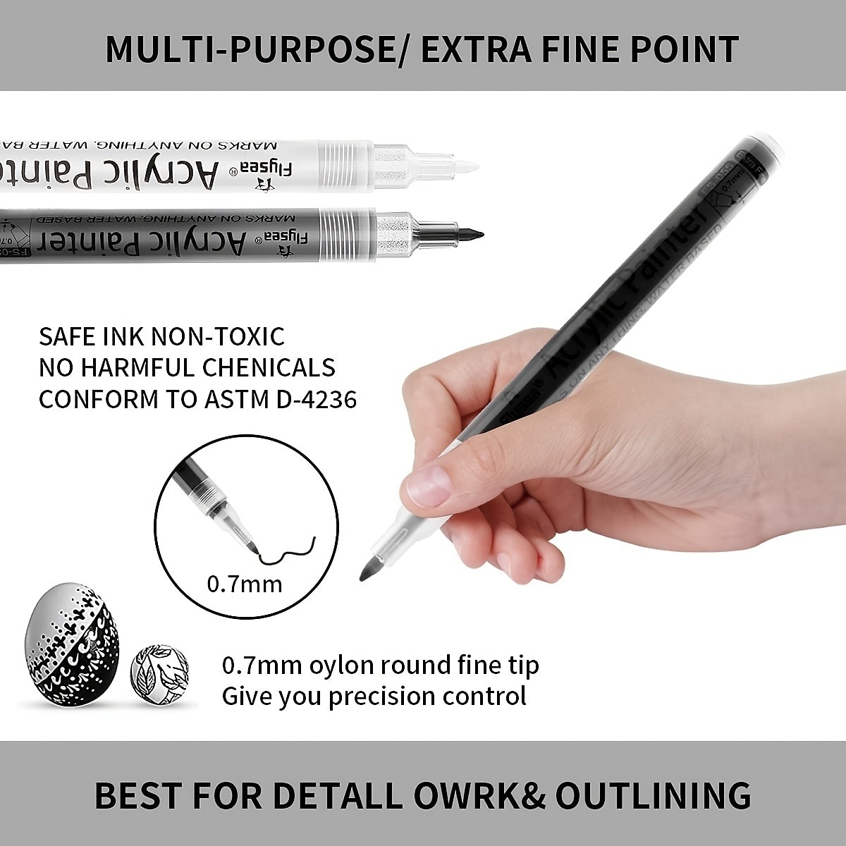 στυλό ακρυλικό χρώμα 6 τεμ./συσκευασία μαύρο άσπρο μαρκαδόροι χρώματος στυλό για ζωγραφική βράχου πέτρα κεραμικό γυαλί ξύλο πλαστικό γυαλί μεταλλικό καμβά σχέδιο ακρυλικών χρωμάτων με βάση το νερό 2025 - $12.99 –P6