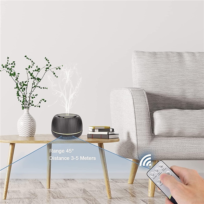 Diffuseur d'huiles essentielles d'arôme de 300 mlDiffuseur d'aromathérapie à brume fraîche de grain de bois de 8 heures avec télécommandeCâble d'alimentation USB-Cminuterie 7 couleurs de 2025 ? $28.99 –P2