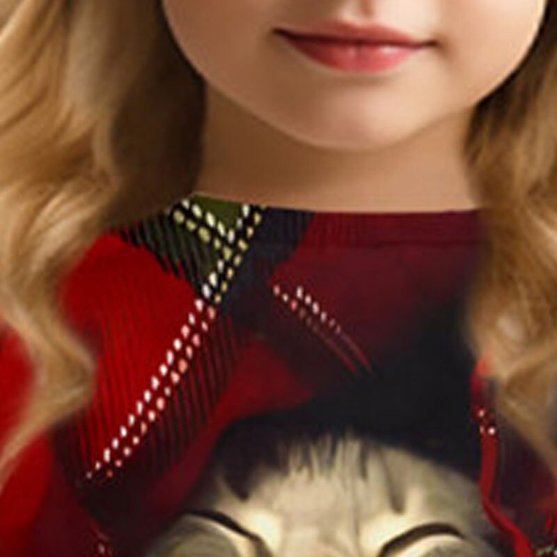 Girls' 3D Plaid Cat Christmas Sweatshirt Sweatshirt Pullover Long Sleeve 3D Print Fall Winter Fashion Streetwear Adorable Kids 3-12 Years 4-13 Years Crew Neck Outdoor Casual Daily Regular Fit 2025 - $16.49 –P7