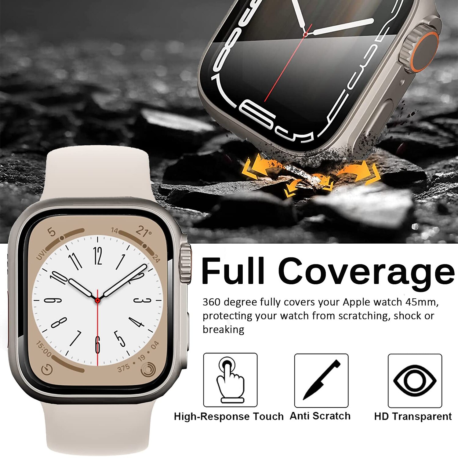 2025年 スクリーンプロテクター付き時計ケース と互換性があります Apple Watch Series 8 7 41mm 45mm / Series 6 5 4 SE 40mm 44mm 傷つきにくい 防塵 バンパーフルカバー ハードPC 腕時計 カバー  コレクション – $15.99 –P4