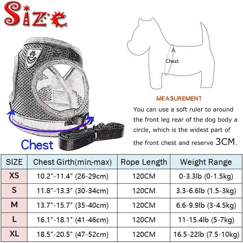 Dog Harness and Leash Set for Walking Soft Mesh Adjustable Easy Control Lightweight Cat Vest Harnesses with Reflective Strips Escape Proof Small Dogs Cats Vests 2026 - $16.99 –P6