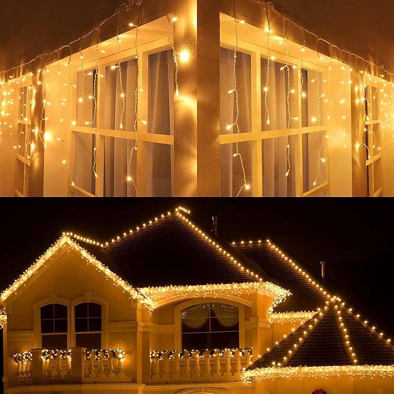 1 confezione di luci natalizie a ghiacciolo, 10 m 400 led 8 modalità e timer con 60 gocce, luci natalizie a ghiacciolo con timer, stringa di luci esterne collegabili impermeabili per vacanze, del 2025 a $18.99 –P6