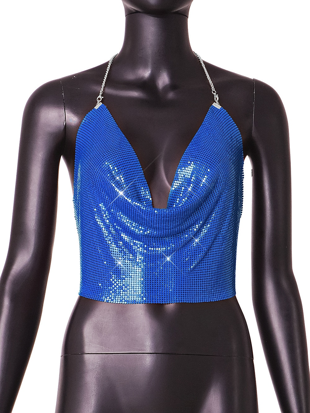 Fémes Hát nélküli Szikra Spagetti pántos trikó Testlánc Crop Tank Top Diszkó Jelmez Női Parti Klub Pride Parade Felnőttek Trikó 2025 - $23.99 –P33