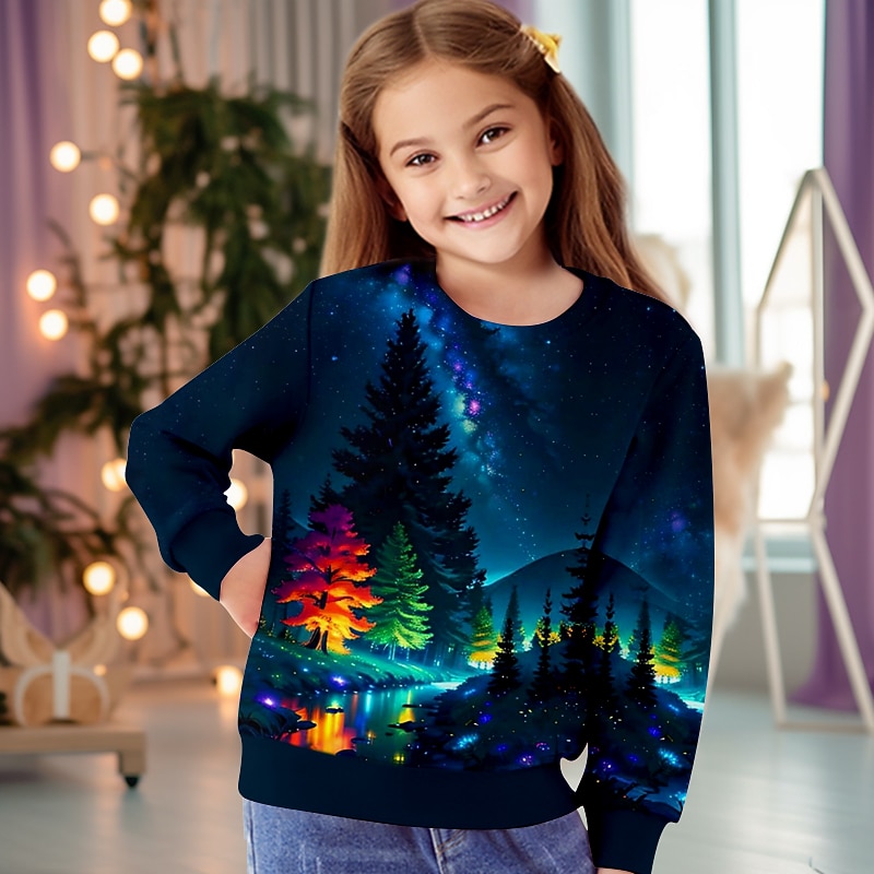 Dívčí 3D Vánoční stromek Vánoční mikina Mikina Pullover Dlouhý rukáv 3D tisk Podzim Zima Módní Šik ven Rozkošný Polyester Děti 3-12 let 4-12 let Tričkový Venkovní Ležérní Denní Běžný 2025 - $16.49 –P7
