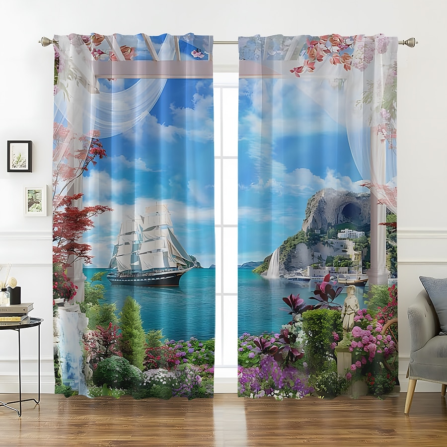 Cortinas opacas de 2 paneles, cortinas para sala de estar, dormitorio, cocina, tratamientos de ventanas, oscurecimiento de habitación con aislamiento térmico 2025 - $25.99 –P10