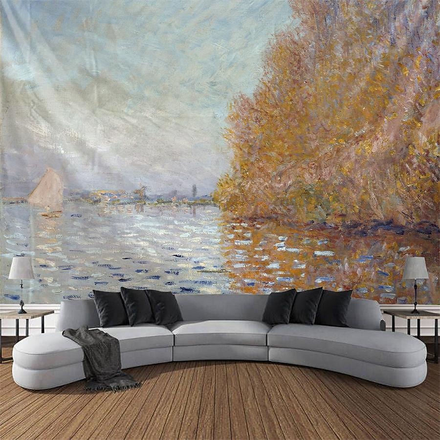 claude monet festmény függő gobelin fal művészet nagy kárpit falfestmény dekor fénykép háttér takaró függöny otthon hálószoba nappali dekoráció 2025 - $16.99 –P1