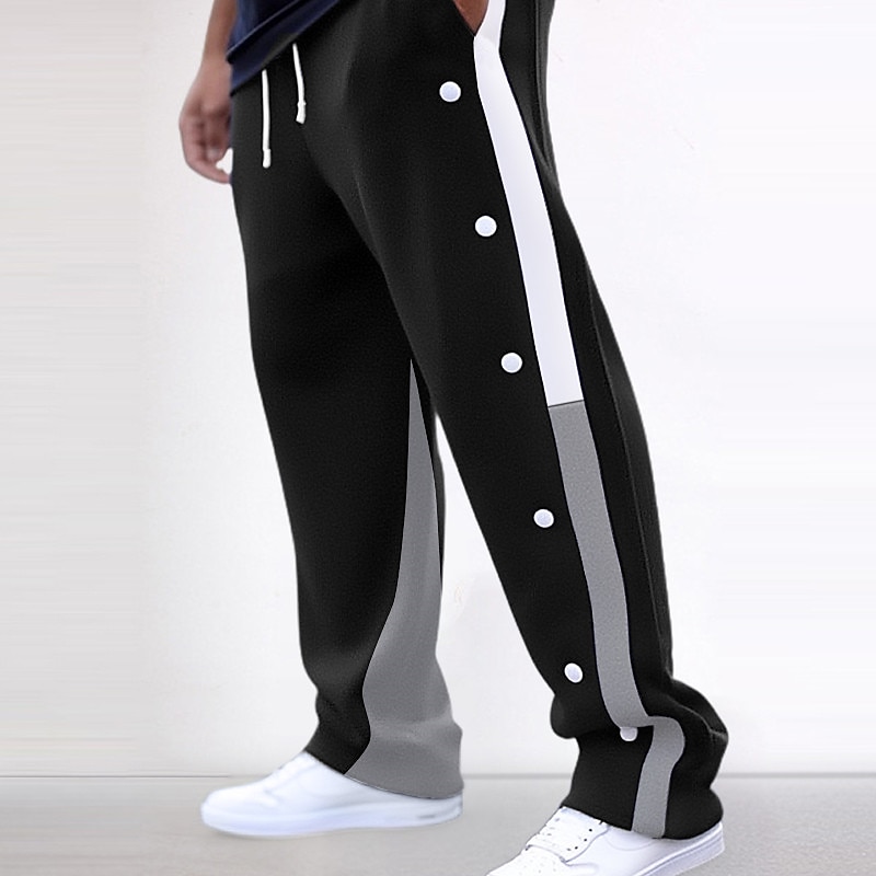 Miesten Veryttelyhousut Jogger Housut Kurenauha Joustava vyötärö Sivupainike Väripalikka Tilkkutäkki Mukavuus Hengittävä Kausaliteetti Päivittäin Pyhäpäivä Urheilu Muoti Musta Valkoinen 2025 - $23.99 –P8