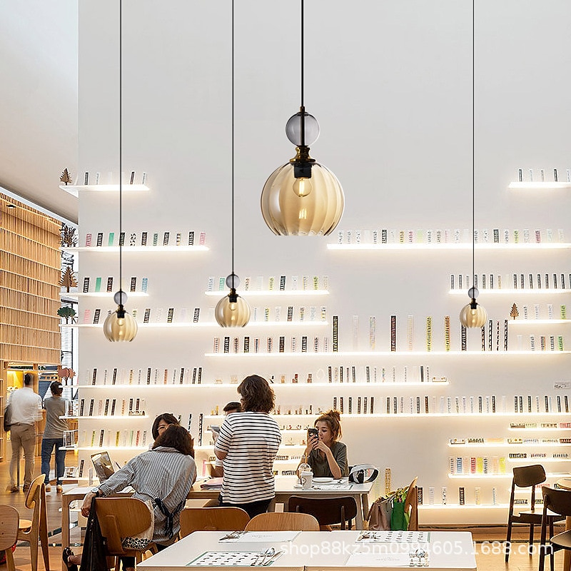Nordic Style Glass Pendant Lamp, Creative Colored Glass Hanging Lamp Lampshade, Flush Mount Ceiling Chandelier, E27 Screw Single Pendant Light, Cafe Decoration Lighting Fixtures 110-240V 2025 - $229.99 –P4