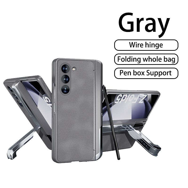 телефон Кейс для Назначение SSamsung Galaxy Z Fold 5 Кейс на заднюю панель со стендом и протектор экрана с электронной ручкой ПК Кожа PU 2025 - $27.99 –P13