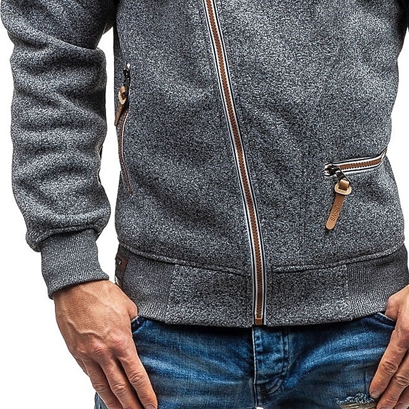 Męskie Bluza z Kapturem Rozpinana bluza z kapturem Jasnoszary Ciemnoszary Szary Kaptur Kolorowy blok Zamek Sport i turystyka Codzienny Święto Zabytkowe Moda miejska Nowoczesne Jesień i zima Odzież 2025 - $25.99 –P5