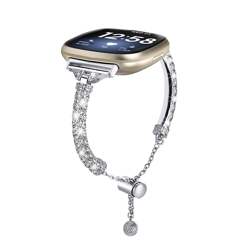 Smart Watch Band Kompatibilis valamivel FitBit Versa 4, Sense 2, Versa 3, Sense Rozsdamentes acél Okos óra Szíj Női Csillogás Kristály Ékszer karkötő Csere Karszalag 2025 - $17.99 –P1