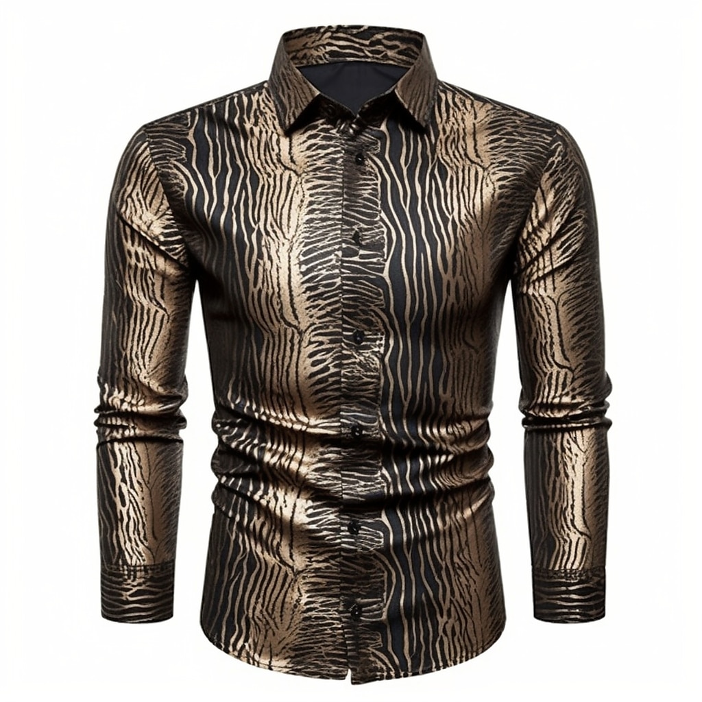 Per uomo Serpente metallico Camicia Camicia con bottoni Manica lunga Astratto Da tutti i giorni Per uscire Autunno inverno Collo ripiegabile Stampa Bottone giù Nero Oro Marrone Cachi del 2025 a $26.99 –P4