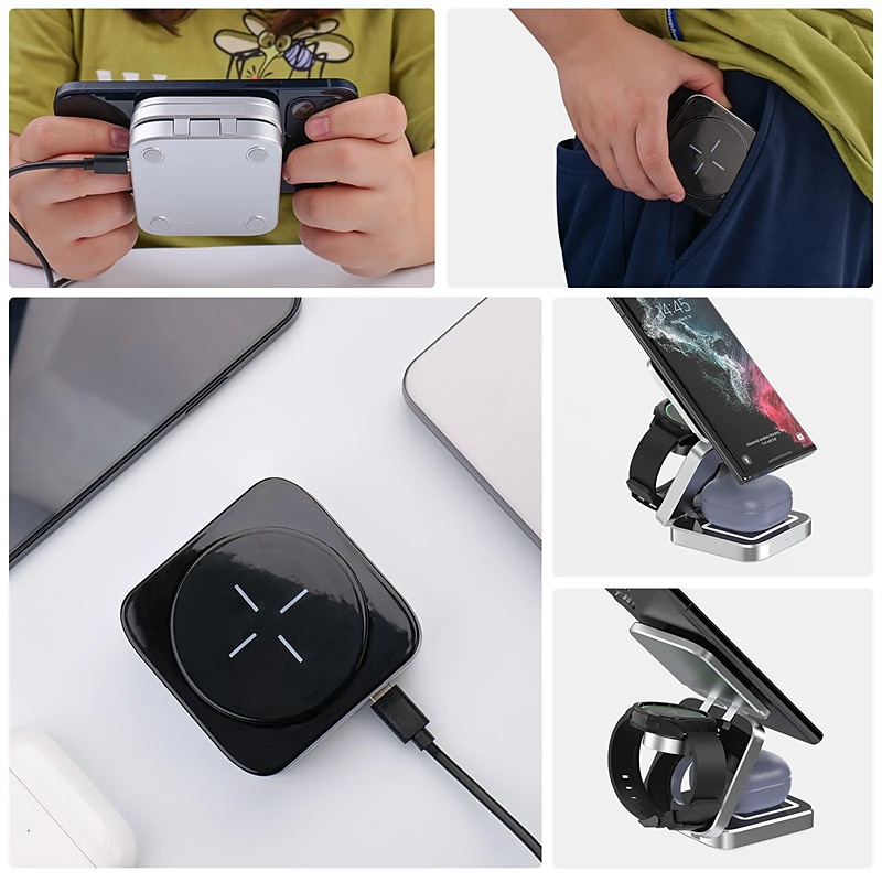 3 In 1 Foldable Wireless Charger Stand Dock Magnetic Fast Charging Station for IOS Watch 8 7 Portable Stand for IPhone 14 13 2025 - $57.99 –P10