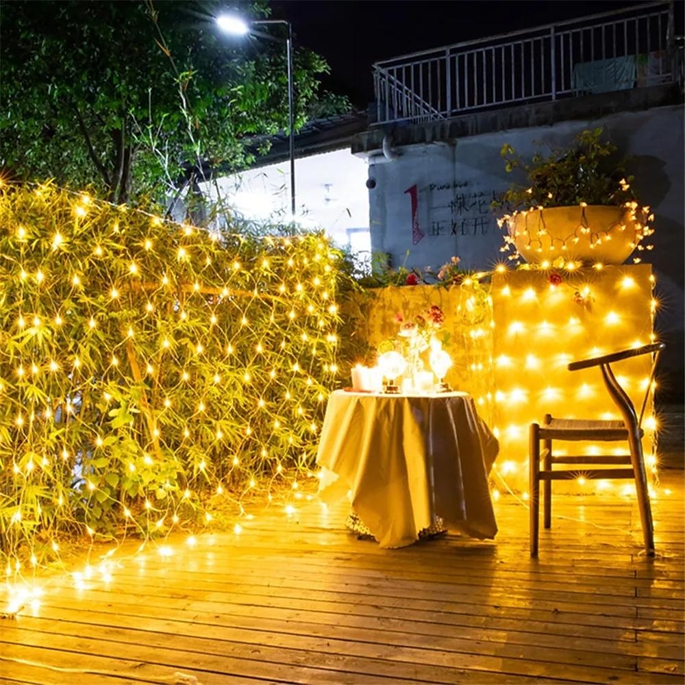 Cadena de luces LED de malla atrapasueños de 1,5 x 1,5 x 3 x 2 pulgadas, cielo estrellado, hierba, luz decorativa navideña, luz de ambiente para acampar al aire libre, fiesta navideña, 1 juego 2025 - $35.99 –P4