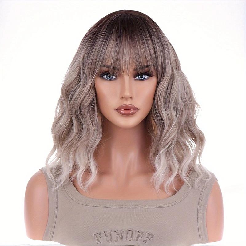 Perruques synthétiques ondulées longueur épaule avec frange pour femmes, à la mode pour un usage quotidien, cosplay de fête de 2025 ? $19.99 –P17