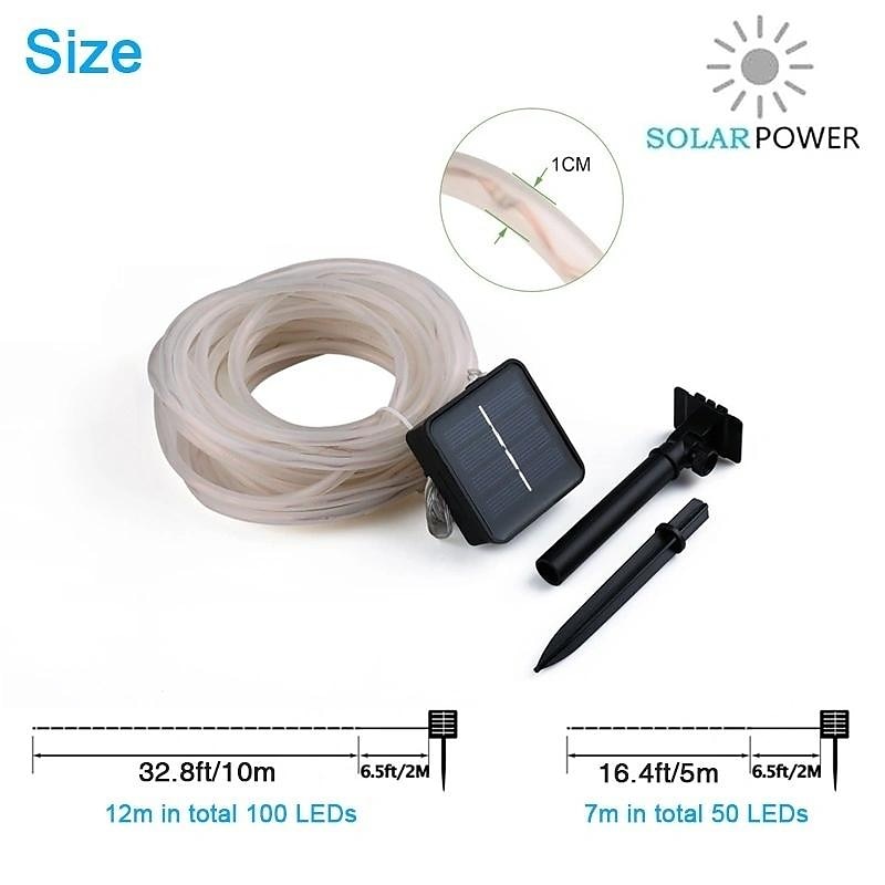 Solar Rope Lights Outdoor Waterproof LED Light String Flashing 8 Modes Outdoor Tube Light Copper Wire Fairy Lights for Garden Fence Patio Yard Party Wedding Christmas Halloween Indoor Outdoor Deco 2025 - $12.49 –P5