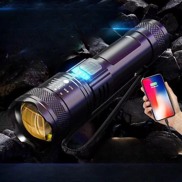Rechargeable Flashlight High Lumens Powerful Led Flashlight, White Laser Wick LED Super Bright Flashlight USB Powerful Handheld Flashlights, Rechargeable Flashlights for Emergencies Camping Hiking 2025 - $13.49 –P4