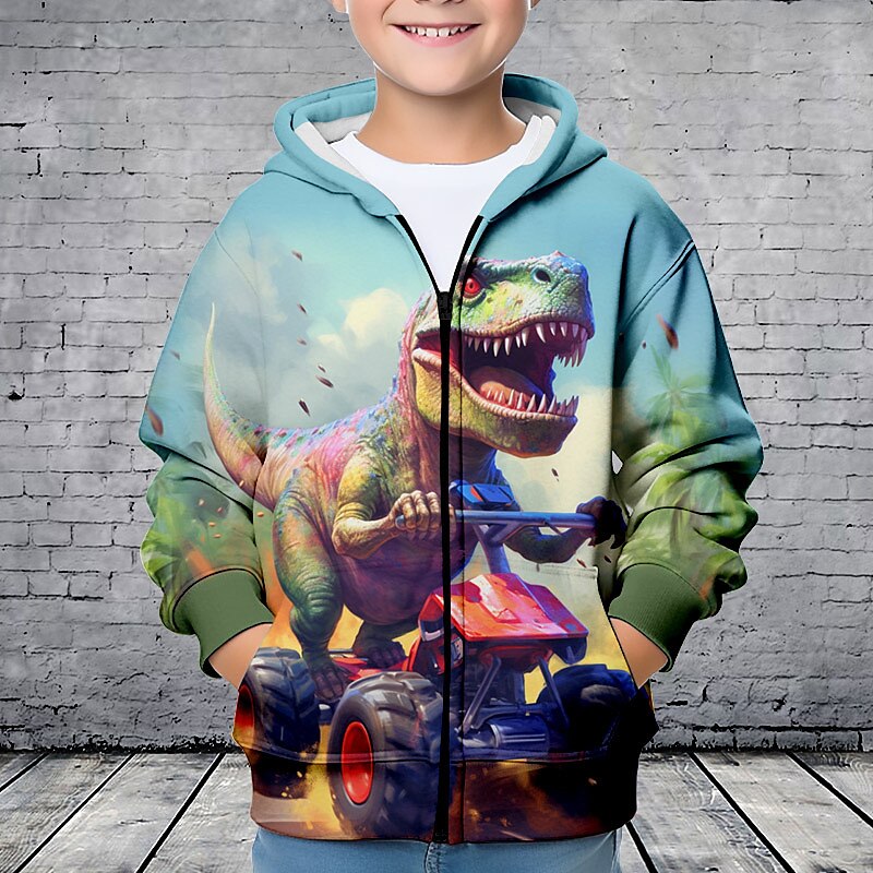 Pojkar 3D Dinosaurie Huvtröja Kappa Ytterkläder Långärmad 3D-tryck Höst Vinter Mode Streetwear Häftig Polyester Barn 3-12 år Utomhus Ledigt Dagligen Normal 2025 - $18.49 –P3