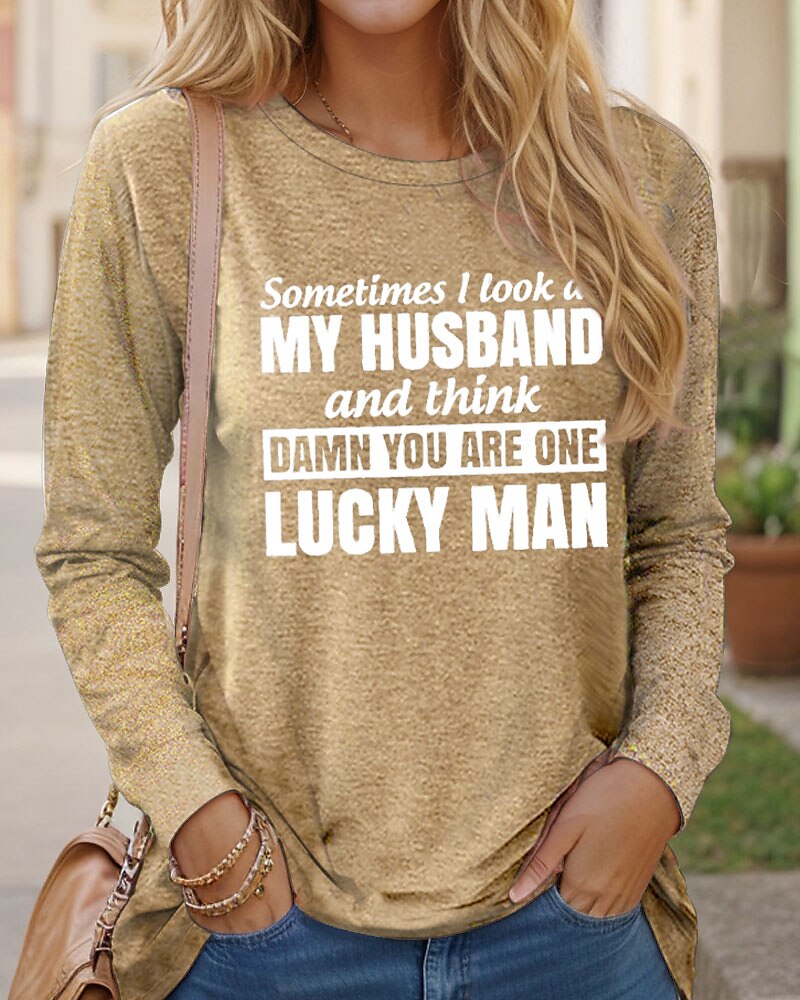 Femme T shirt Lettre Famille Mode manche longue Col Rond Hauts réguliers du quotidien Fin de semaine Imprimer Noir Rose Claire Bleu Vert Kaki Printemps & Automne Printemps, Août, Hiver, Eté de 2025 ? $23.99 –P5