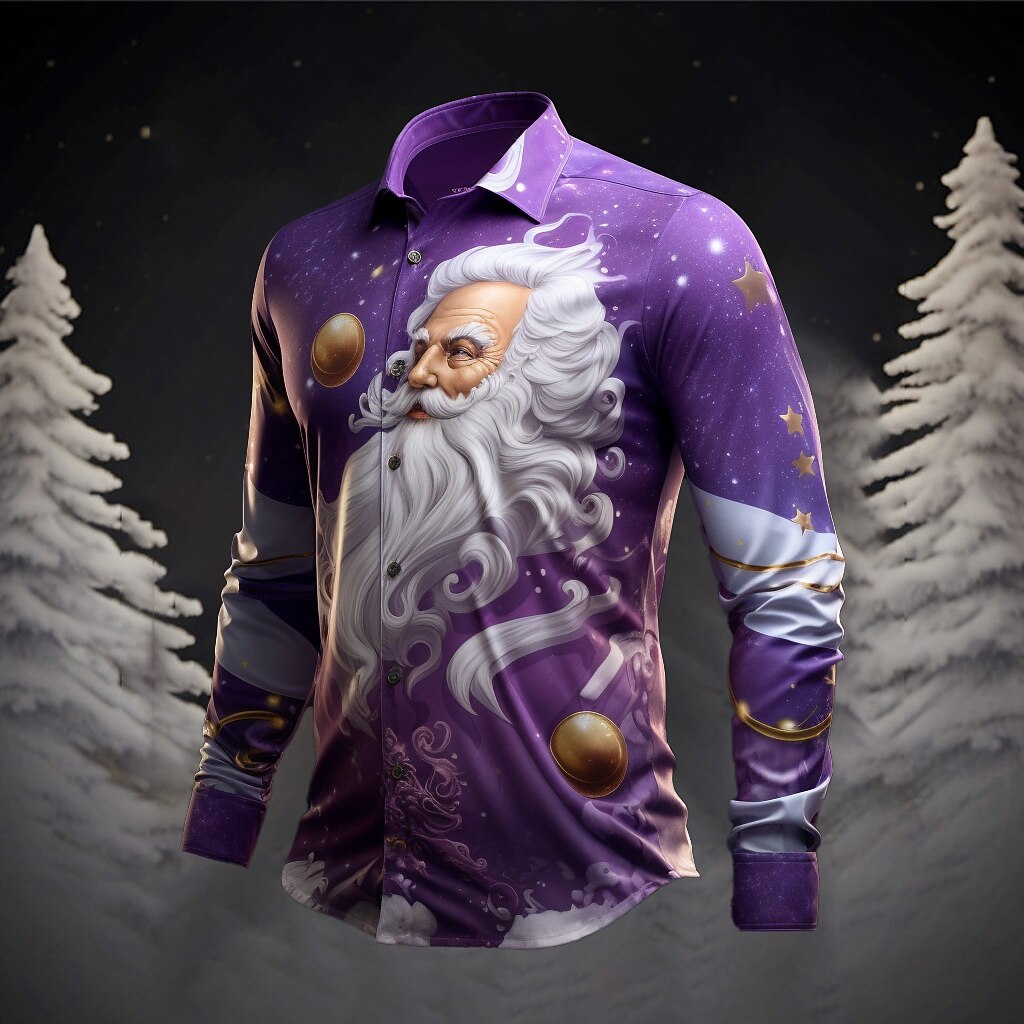 père Noël Décontractées Homme Chemise Usage quotidien Sortie Automne hiver Col rabattu manche longue Jaune, bleu marine, Bleu Roi S, M, L Tissu extensible dans les 4 sens Chemise Noël de 2025 ? $26.99 –P3