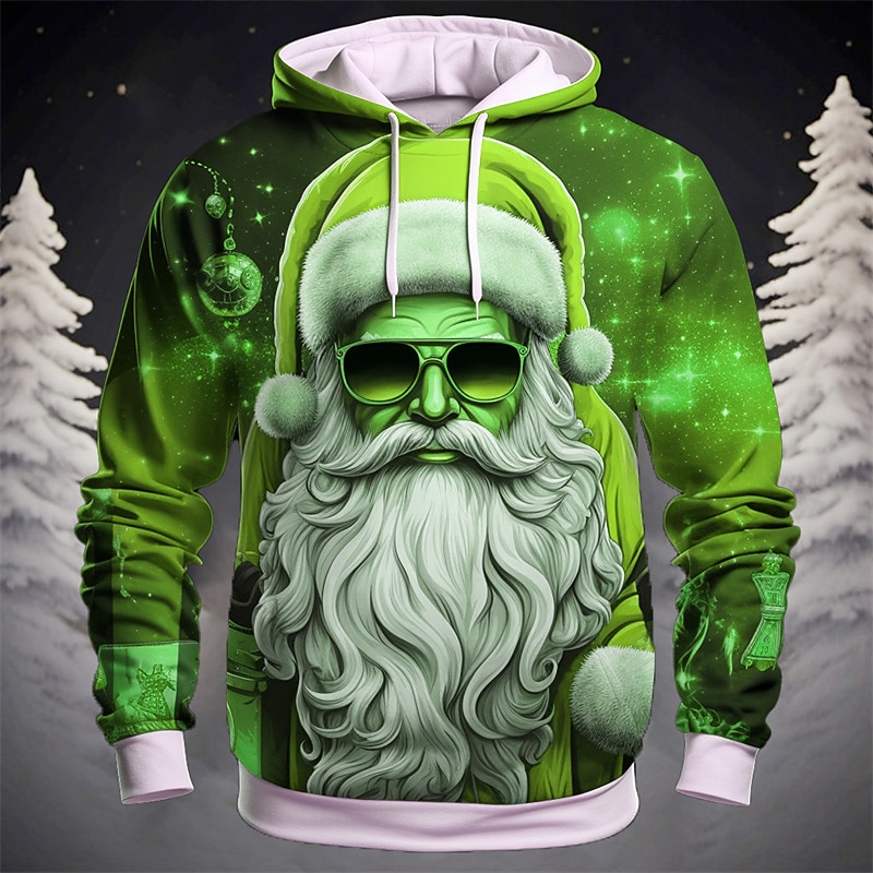 Sweat à capuche 3D Père Noël pour homme, motif graphique, mode Père Noël, impression 3D, sport, extérieur, vacances, jaune foncé, rouge, manches longues, capuche, poche avant, printemps&amp;chemise de 2025 ? $32.99 –P3
