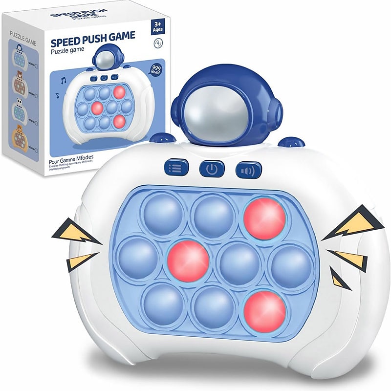 quick push pop-spel it fidget toys pro för barn vuxna, handhållen spel snabb pusselspelsmaskin, push bubble stress leksak, lättnadsfester, presenter för pojkar och flickor (blå astronaut) 2025 - $37.99 –P1