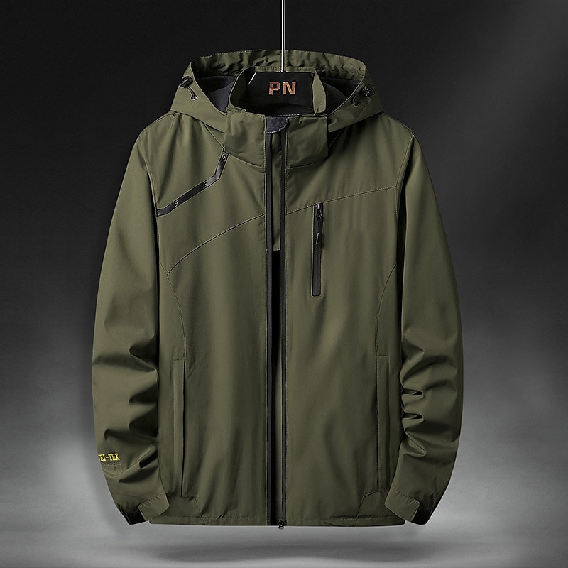 Herren Outdoorjacke Regenjacke Wanderjacke Freizeitskleidung Urlaub Wochenende Weich Zip WASSERDICHT Herbst Winter Glatt Warm Moderne zeitgenössische Mit Kapuze Sportkleidung Dick Standard Schwarz 2025 - €19.99 –P3