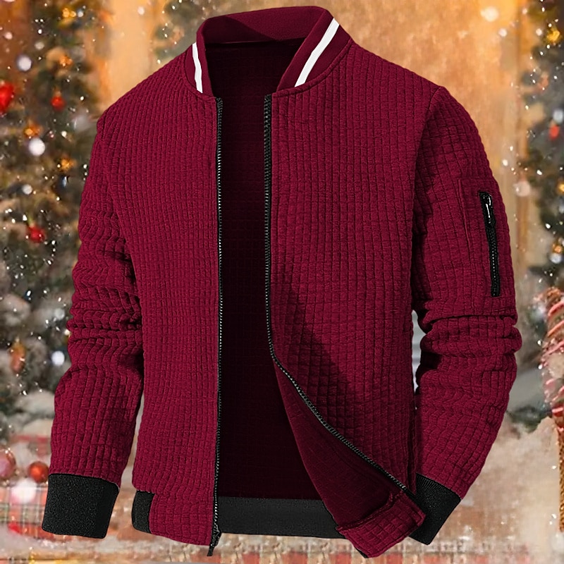 Herr Tröja Svart Vit Rubinrött Marinblå Kinakrage Slät Dragkedja Sport & Utomhus Dagligen Helgdag Streetwear Ledigt Jul Höst vinter Kläder Pull Tröjor Långärmad 2025 - $30.99 –P1