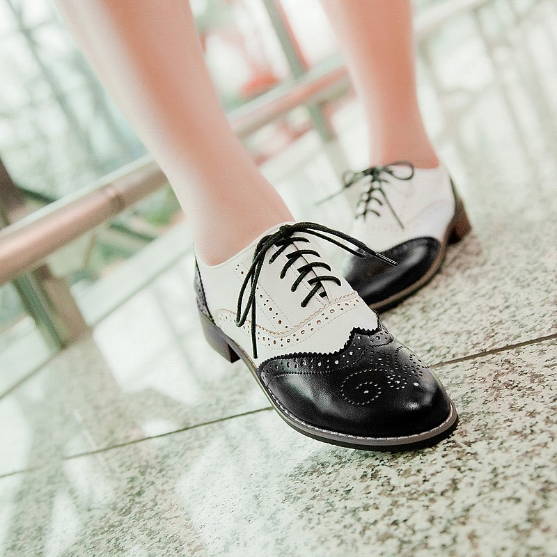 pantofi oxford clasici brogue de damă – pantofi maro din piele artificială cu vârful aripii cu șireturi pentru ținute casual și formale de inspirație vintage 2025 - $42.99 –P13
