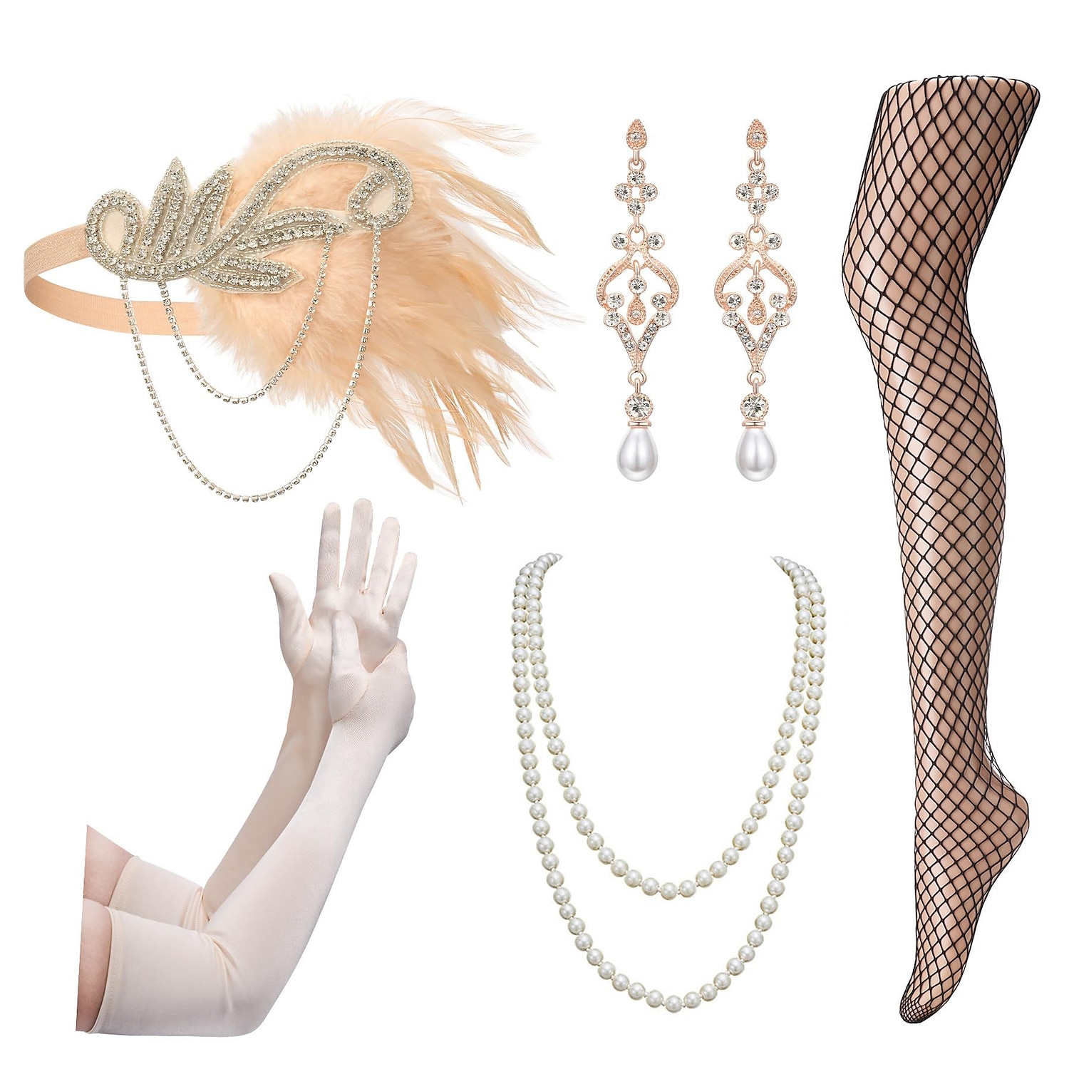Retrò Vintage Anni Ruggenti Anni 1920 Fascia Flapper Guanti Lunghi Set di accessori Il grande Gatsby Invitato al matrimonio Piuma Per donna Carnevale Capodanno Mascherata Festa / Sera Ricevimento di del 2025 a $29.99 –P5