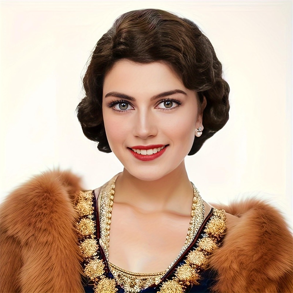 Krátké popelavě hnědé paruky pro ženy přírodní prstová vlna syntetická paruka pro ženy dámy cosplay anime party kostýmy anime flapper paruka halloweenské paruky 2025 - $18.49 –P8