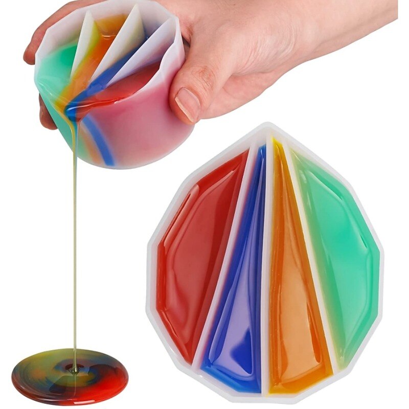 Geteilter Becher zum Ausgießen von Farbe, 4 Stück, wiederverwendbarer geteilter Becher für flüssige Kunst, geteilter Silikonbecher mit Trennwänden zum Ausgießen von Acrylfarbe, Harz, DIY-Herstellung 2025 - $11.99 –P8