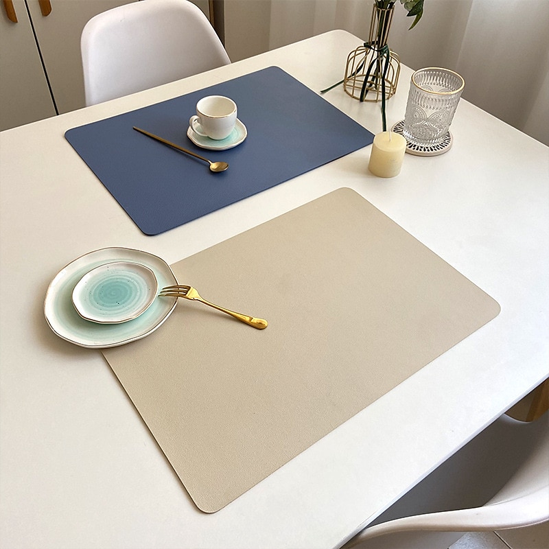 vinyl dekkematte vanntett pu lær varmebestandig spisebord bord bord plate matte juledekor høst kjøkken bord matter innendørs utendørs 2025 - $7.99 –P4