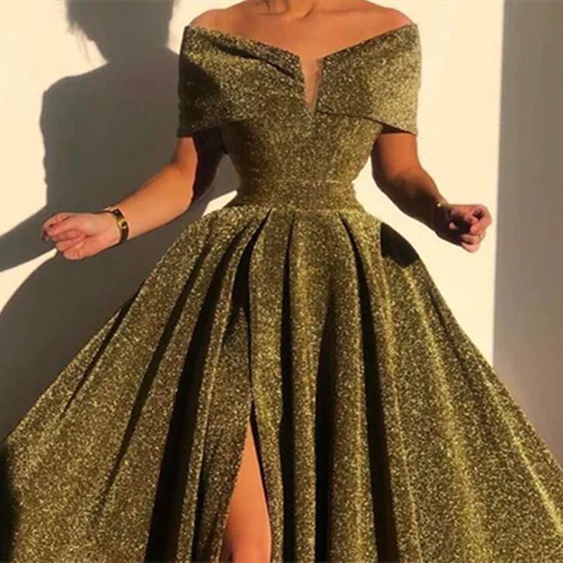 A-Linie Abendkleid Funkeln  Glanz Kleid Formelles Herbst Gerichtstraining Ärmellos Schulterfrei Pailletten mit Pailletten Schlitz Maskeradenkleid 2025 2025 - $179.99 –P3