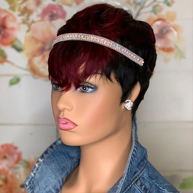 elegante peruca bob reta avermelhada para mulheres - peruca sem cola com corte pixie para cabelos curtos de 2026 por $20.99 –P2