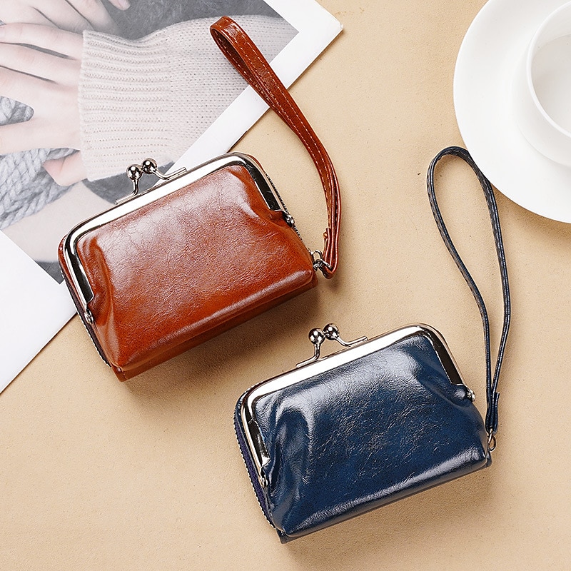 2023 Women New Retro Genuine Leather Rivet Short Wallet Zipper Coin Card Holder Female Coin Clutch Wallets Purse Money Bag 2025 - $14.99 –P2
