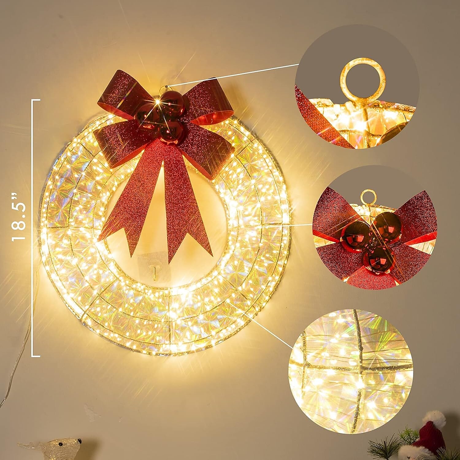 Guirlande de Noël de 20 pouces avec guirlande d'arc lumineux en fer léger éclairage LED décoration de scène de lumière blanche chaude 30/40/50 cm alimenté par batterie aa de 2025 ? $27.99 –P3