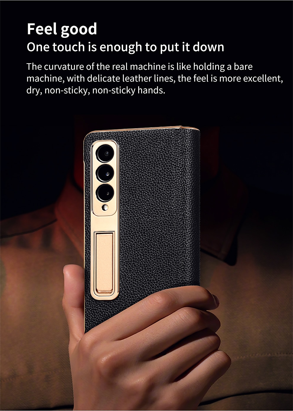 Leather Phone Case for Samsung Galaxy Z Fold 5 4 3 Fold4 Fold5 Gold Plating Magnetic Hinge Stand Back Cover with Mirror Film 2025 - $51.99 –P5