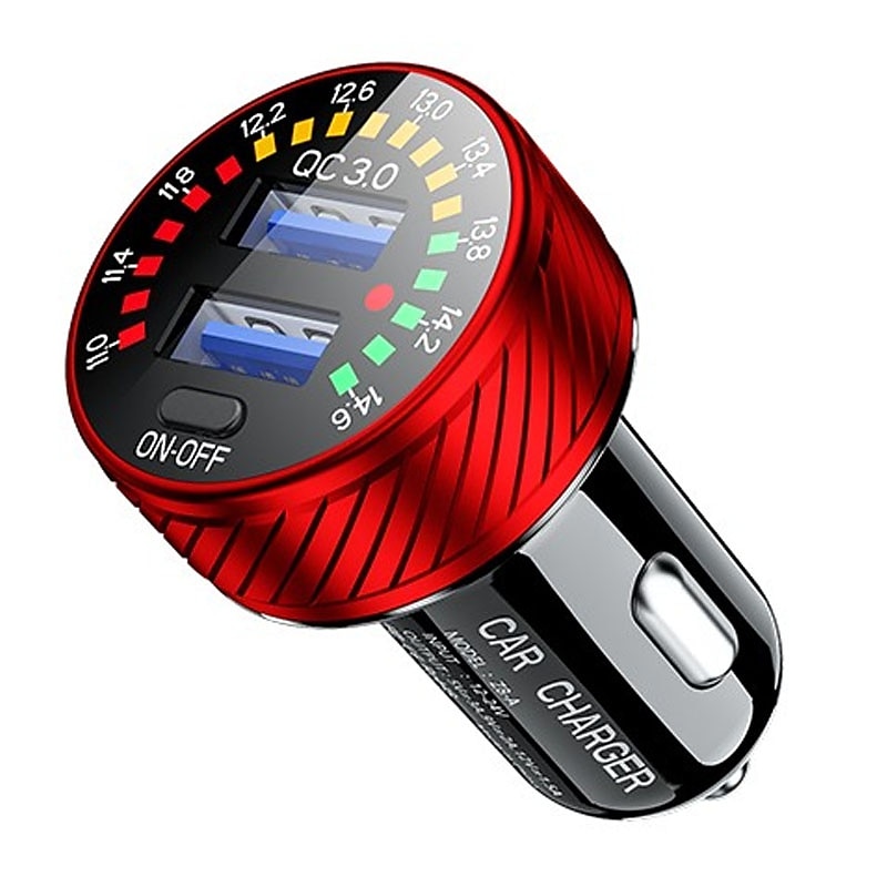 Caricabatteria da auto doppio USB qc 3.0 con display voltmetro, adattatore di alimentazione, presa accendisigari per telefono cellulare del 2025 a $28.99 –P3