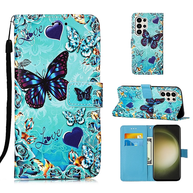 telefono Custodia Per Samsung Galaxy S24 S23 S22 S21 S20 Plus Ultra A54 A34 A14 A12 A32 Samsung A13 5G S25 Ultra Per retro Porta carte di credito Con supporto A calamita con cinturino da polso Retrò del 2025 a $19.99 –P2