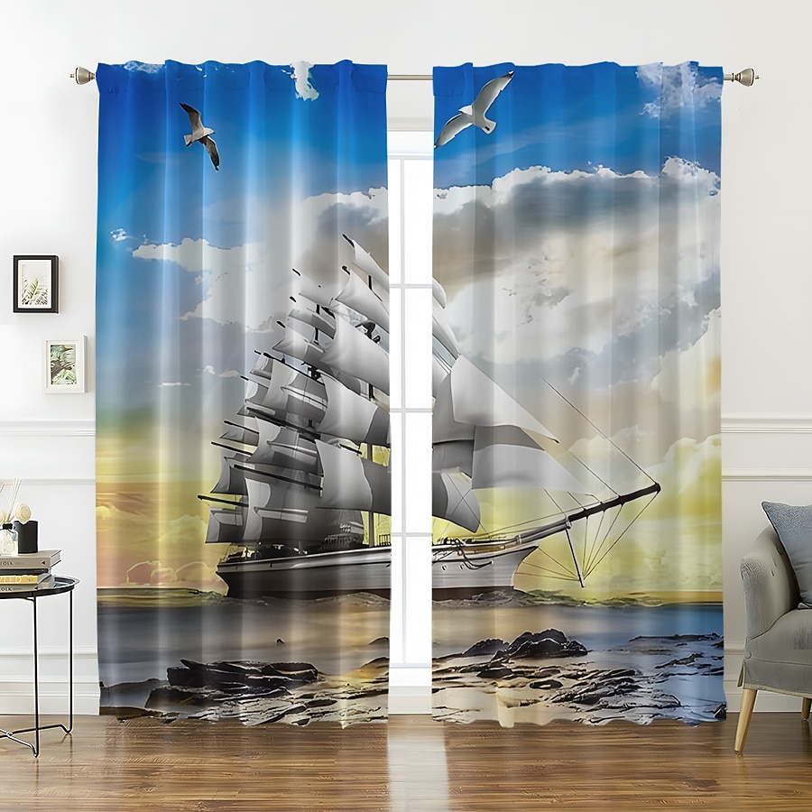 Cortinas opacas de 2 paneles, cortinas para sala de estar, dormitorio, cocina, tratamientos de ventanas, oscurecimiento de habitación con aislamiento térmico 2025 - $25.99 –P18